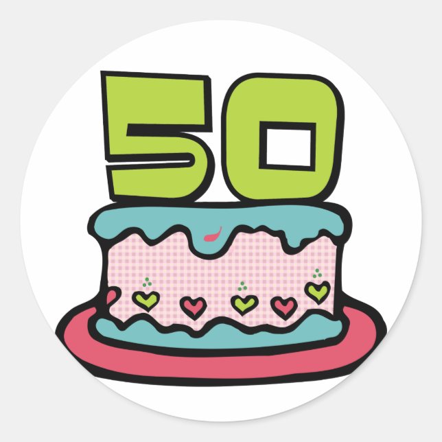 Sticker Rond Gâteau d'anniversaire 50 ans (Devant)