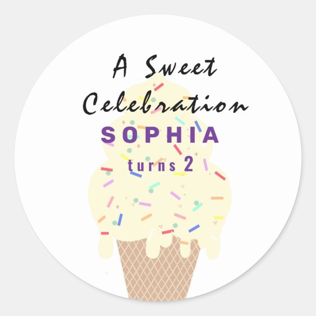 Sticker Rond Gâteau d'anniversaire à la glace sucrée  (Devant)