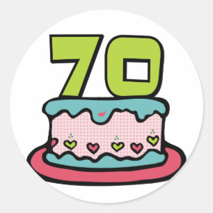 Sticker Rond Gâteau d'anniversaire âgé de 70 ans