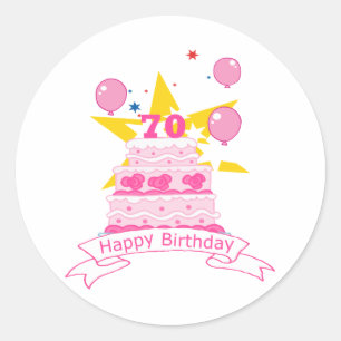 Sticker Rond Gâteau d'anniversaire âgé de 70 ans
