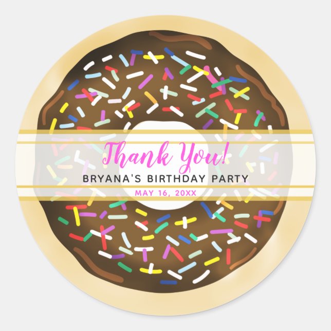 Sticker Rond Gâteau d'anniversaire aux beignets saupoudrés de b (Devant)