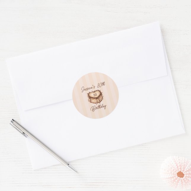 Sticker Rond Gâteau d'anniversaire Cœur Coquette (Enveloppe)