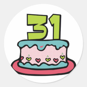 Sticker Rond Gâteau d'anniversaire de 31 ans