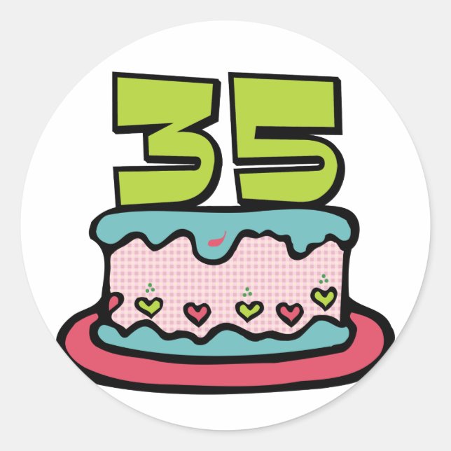 Sticker Rond Gâteau d'anniversaire de 35 ans (Devant)