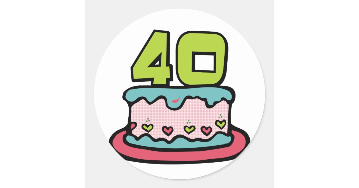 Sticker Rond Gateau D Anniversaire De 40 Ans Zazzle Fr