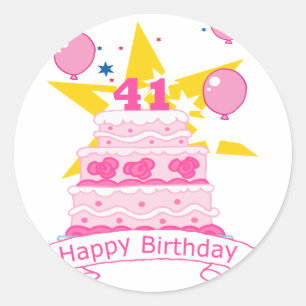 Sticker Rond Gâteau d'anniversaire de 41 ans