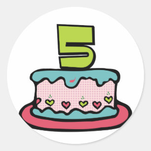 Sticker Rond Gâteau d'anniversaire de 5 ans