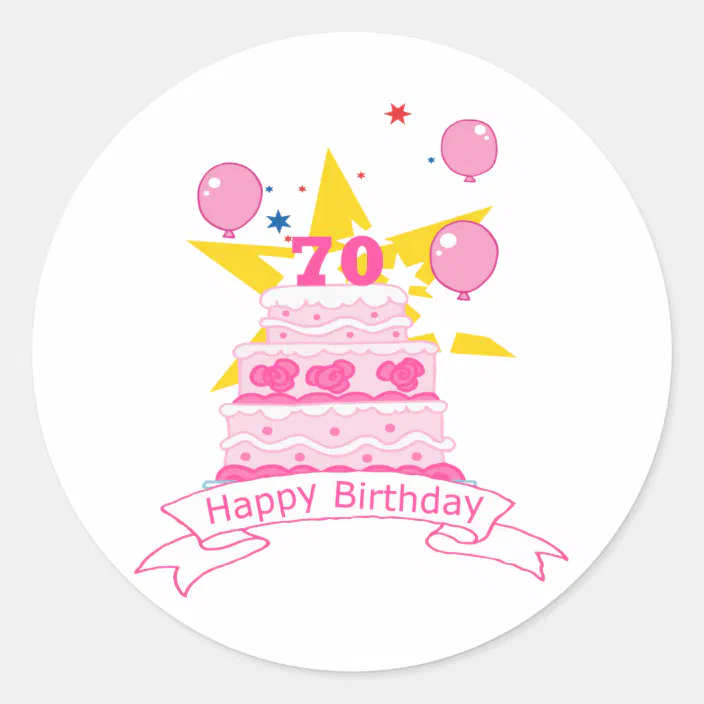 Sticker Rond Gateau D Anniversaire De 70 Ans Zazzle Fr