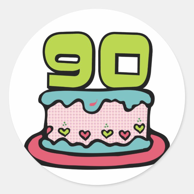 Sticker Rond Gâteau d'anniversaire de 90 ans (Devant)
