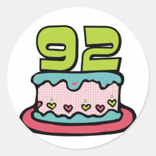 Sticker Rond Gâteau d'anniversaire de 92 ans