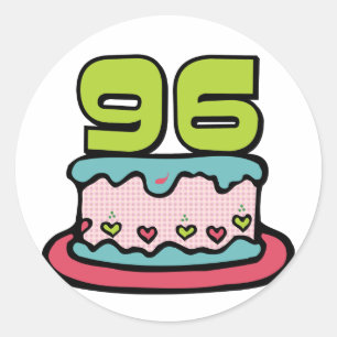 Sticker Rond Gâteau d'anniversaire de 96 ans