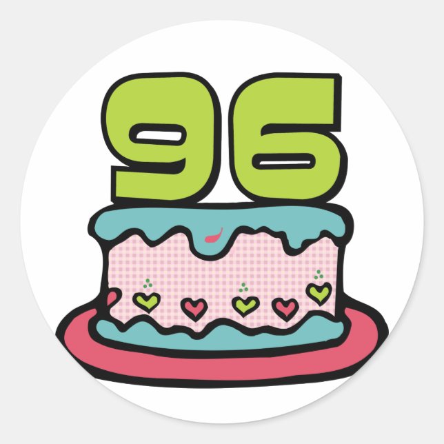 Sticker Rond Gâteau d'anniversaire de 96 ans (Devant)