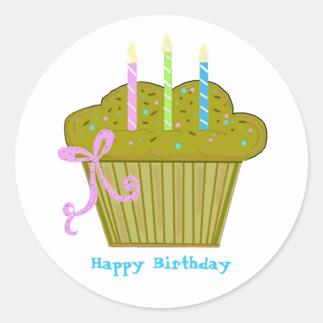Sticker Rond Gâteau d'anniversaire délicieux (Devant)