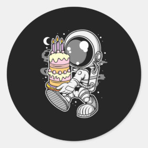 Sticker Rond Gâteau d'anniversaire des astronautes