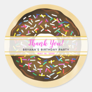 Sticker Rond Gâteau d'anniversaire Donuts Brown Sprinkle au Cho