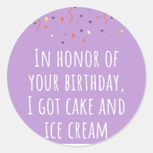 Sticker Rond Gâteau d'anniversaire drôle joyeux anniversaire