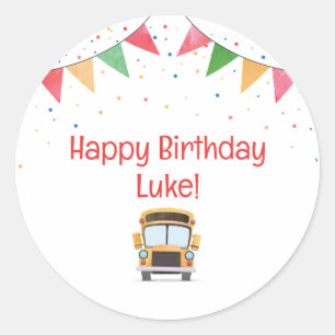 Sticker Rond Gâteau d'anniversaire pour autocar scolaire