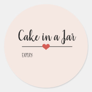 Sticker Rond Gâteau dans un Jar bleu rose script personnalisé