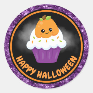 Sticker Rond Gâteau de citrouille de jolis enfants & Halloween