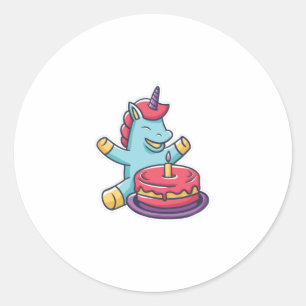 Sticker Rond Gâteau de dessin de la licorne