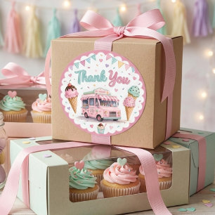 Sticker Rond Gâteau de glace pastel Merci pour votre anniversai