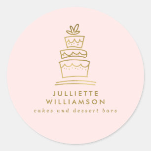 Sticker Rond Gâteau de mariage à l'aquarelle dessiné à la main