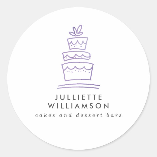 Sticker Rond Gâteau de mariage dessiné à la main à l'aquarelle (Devant)