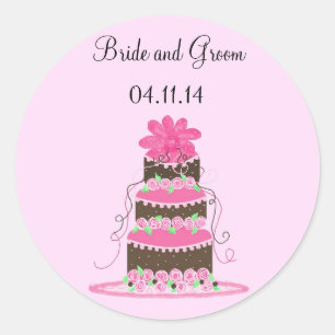 Sticker Rond Gâteau de Mariage sur Mesure Carte de Faire-Part