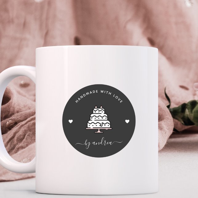 Sticker Rond Gâteau de Mariage sur Mesure Fait Main avec Amour  (Créateur téléchargé)