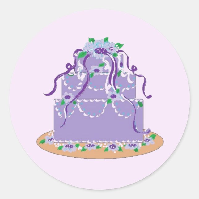 Sticker Rond Gâteau de mariage violet (Devant)