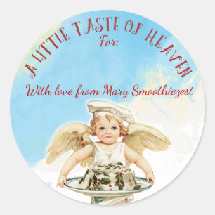 Sticker Rond Gâteau de Noël de chef d'ange de la cuisine de