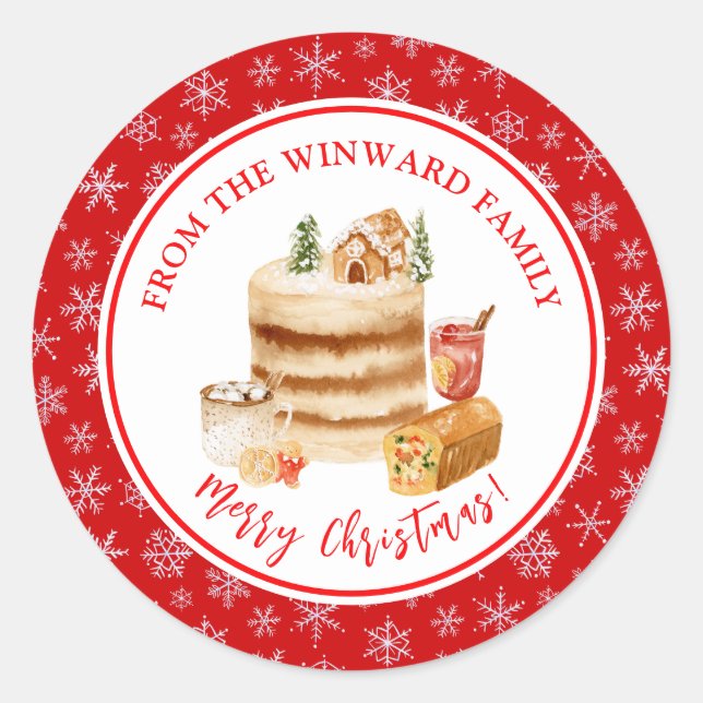 Sticker Rond Gâteau de Noël de Fêtes de fin d'année (Devant)