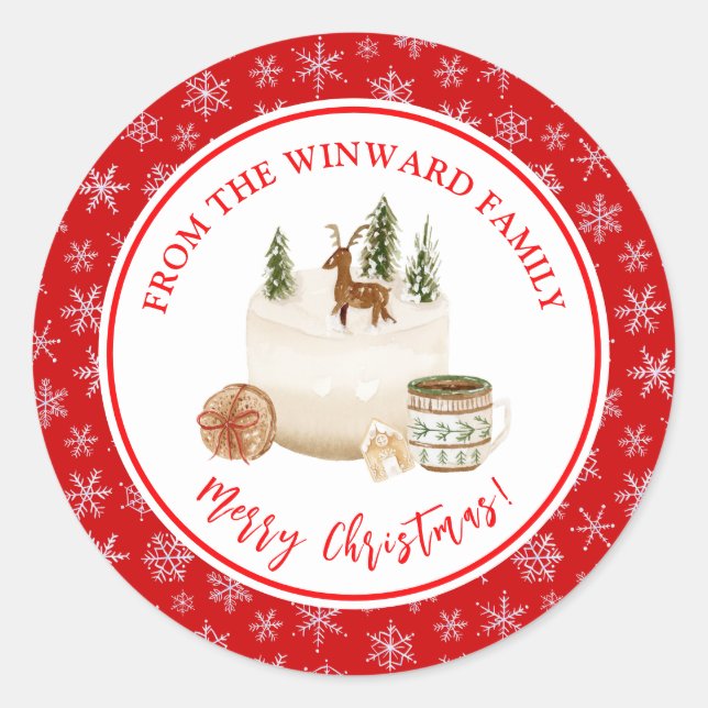 Sticker Rond Gâteau de Noël de Fêtes de fin d'année (Devant)