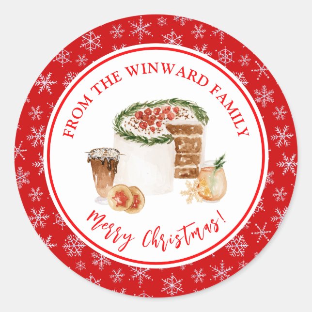 Sticker Rond Gâteau de Noël de Fêtes de fin d'année (Devant)