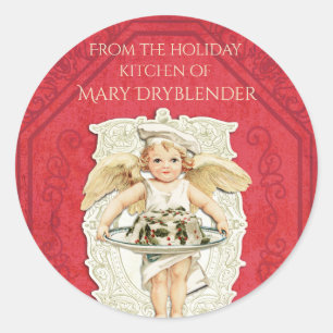 Sticker Rond Gâteau de Noël du chef Angel de la cuisine de