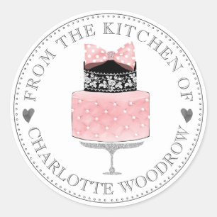 Sticker Rond Gâteau dessert glacé à l'aquarelle rayée fantaisis
