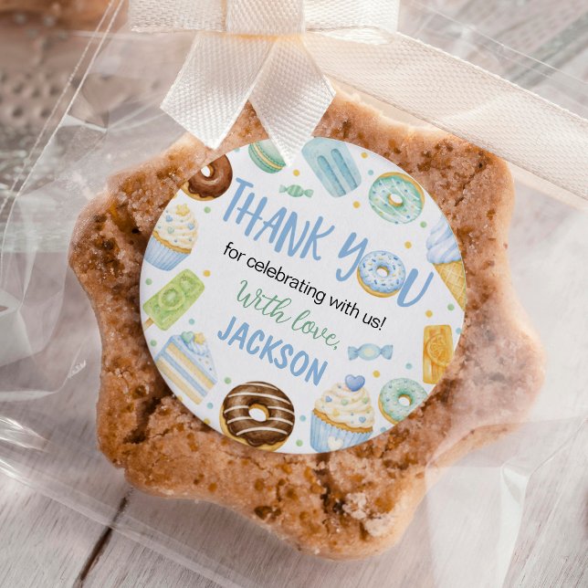 Sticker Rond Gâteau Donut Pastel Joyeux Anniversaire (Créateur téléchargé)