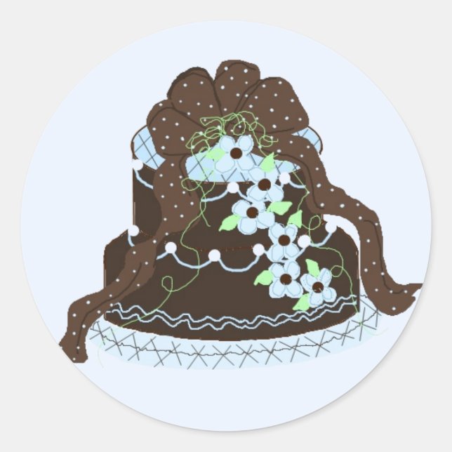 Sticker Rond Gâteau élégant au chocolat et bleu (Devant)