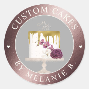 Sticker Rond Gâteau en or rose Gâteau d'entreprise avec coulée 