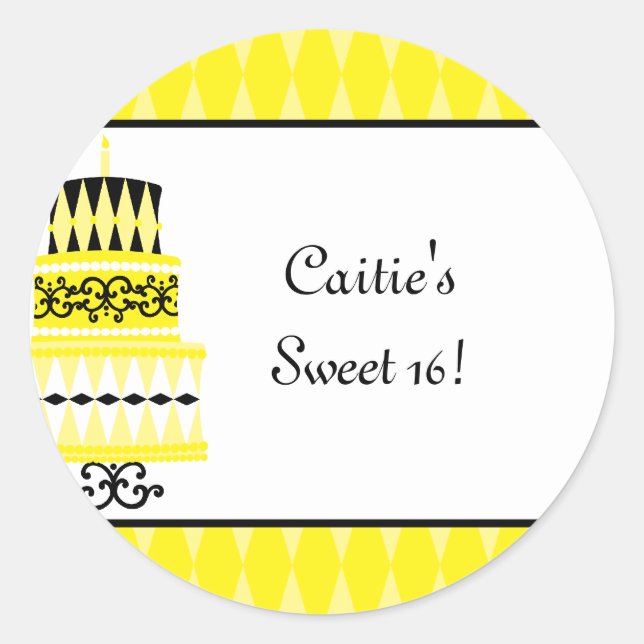 Sticker Rond Gâteau jaune et noir (Devant)
