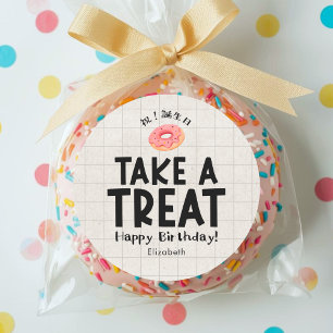 Sticker Rond Gâteau Kraft pour l'anniversaire des écoliers