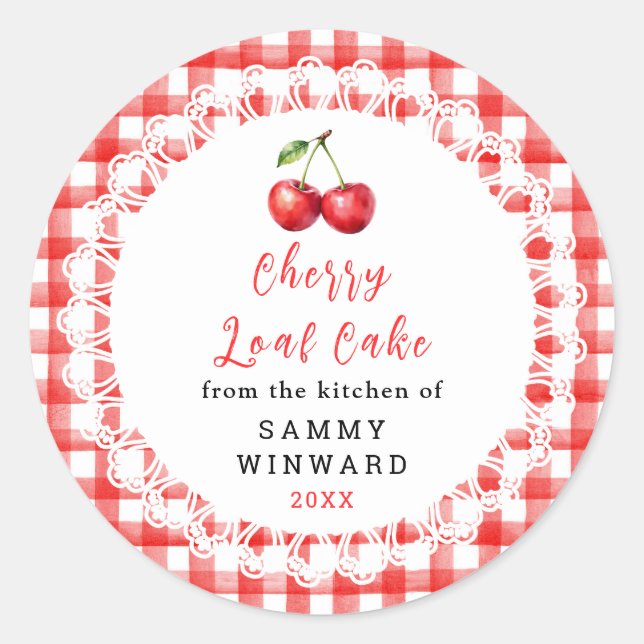 Sticker Rond Gâteau Maison aux Cerises (Devant)