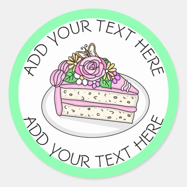 Sticker Rond Gâteau mariage garni de Roses et de fleurs (Devant)