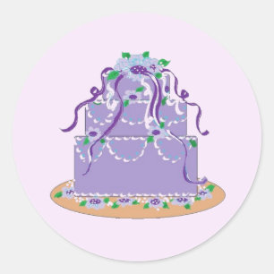 Sticker Rond Gâteau Mariage pourpre