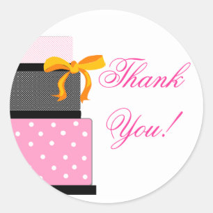 Sticker Rond Gâteau mariage rose et noir