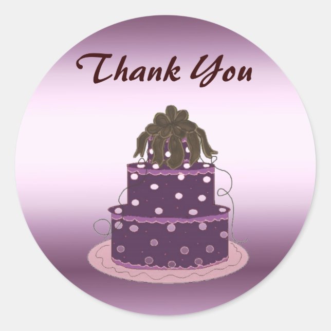 Sticker Rond Gâteau Moderne Violet Merci (Devant)