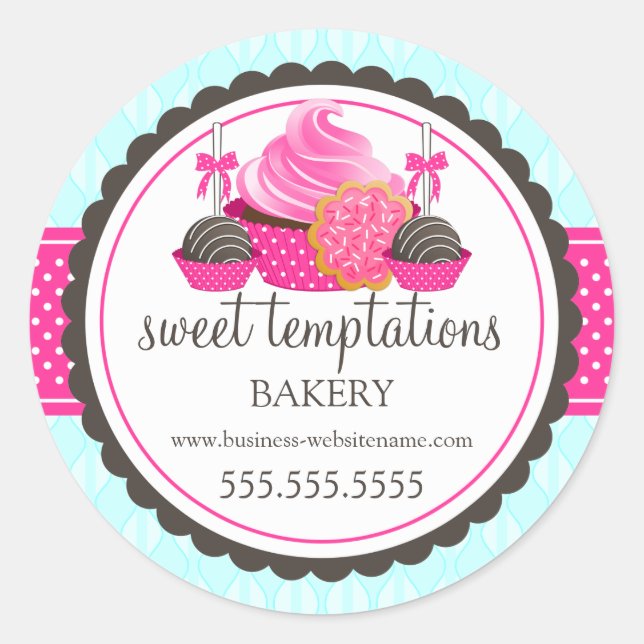 Sticker Rond Gâteau Pops Cuisine Cupcake Boulangerie Boîte Cach (Devant)