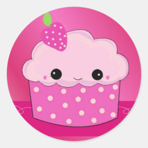 Sticker Rond Gâteau rose