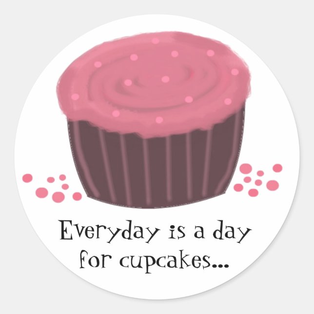 Sticker Rond Gâteau rose avec une phrase mignonne (Devant)