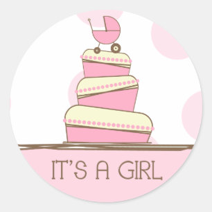 Sticker Rond Gâteau rose de voiture d'enfant "c'est autocollan